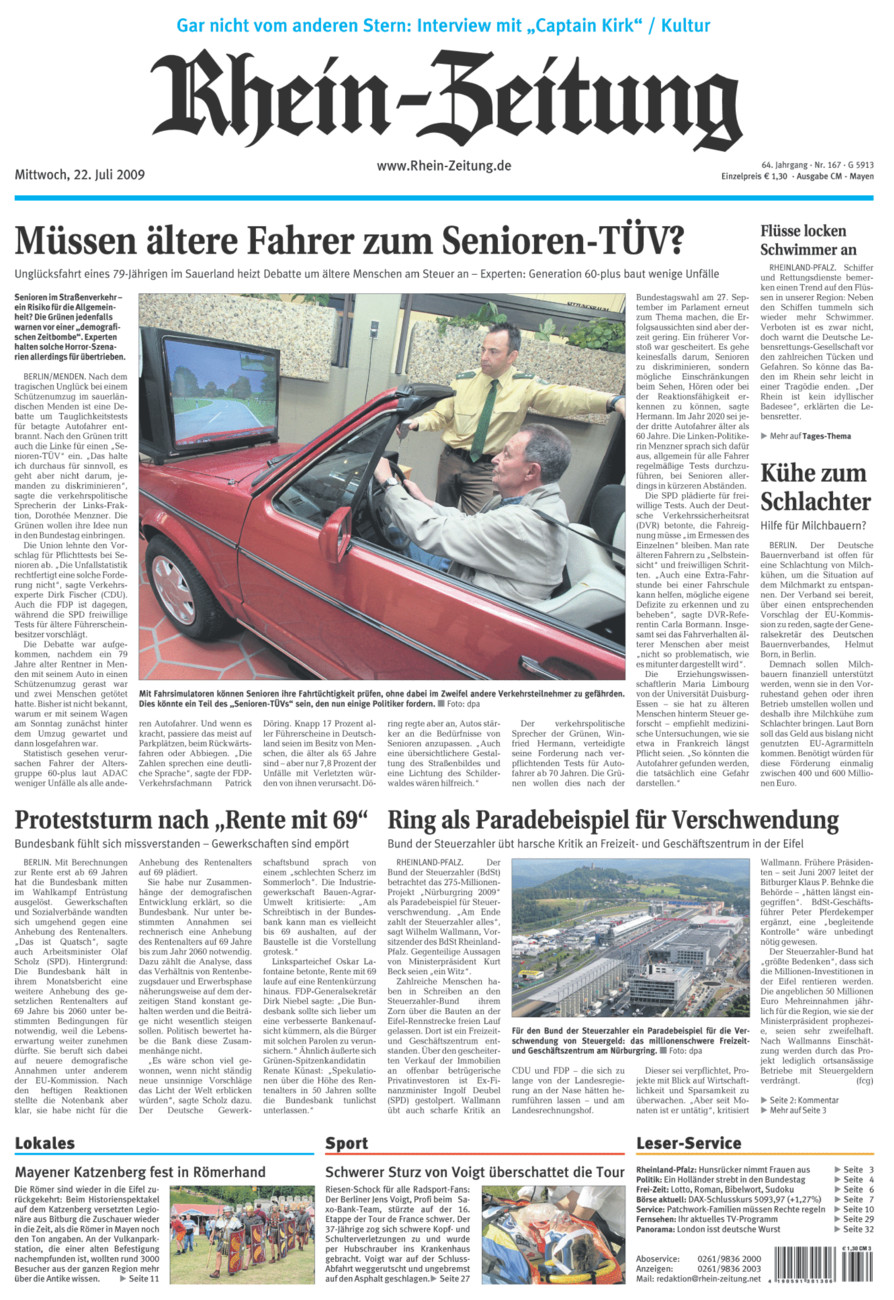 Rhein-Zeitung Andernach & Mayen vom Mittwoch, 22.07.2009
