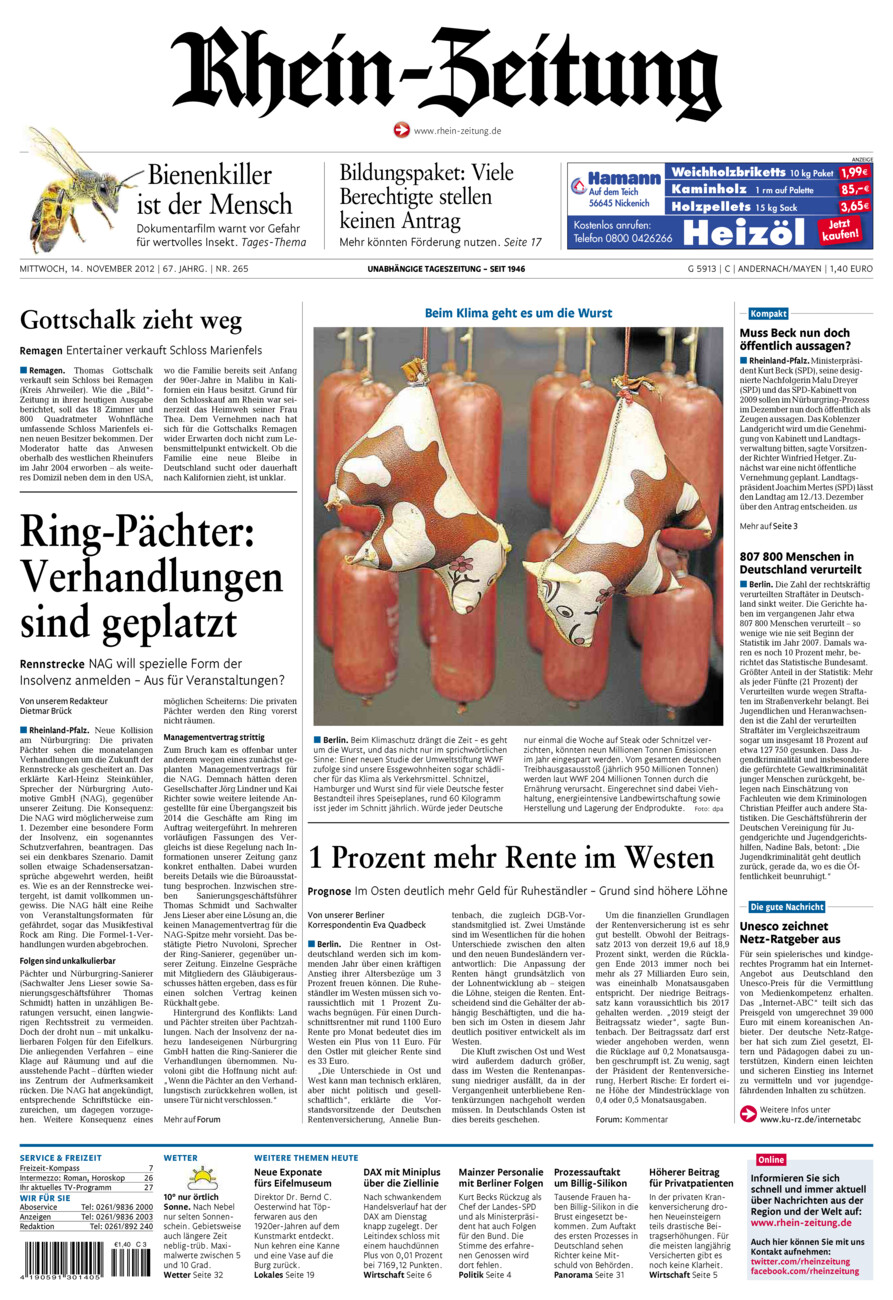 Rhein-Zeitung Andernach & Mayen vom Mittwoch, 14.11.2012