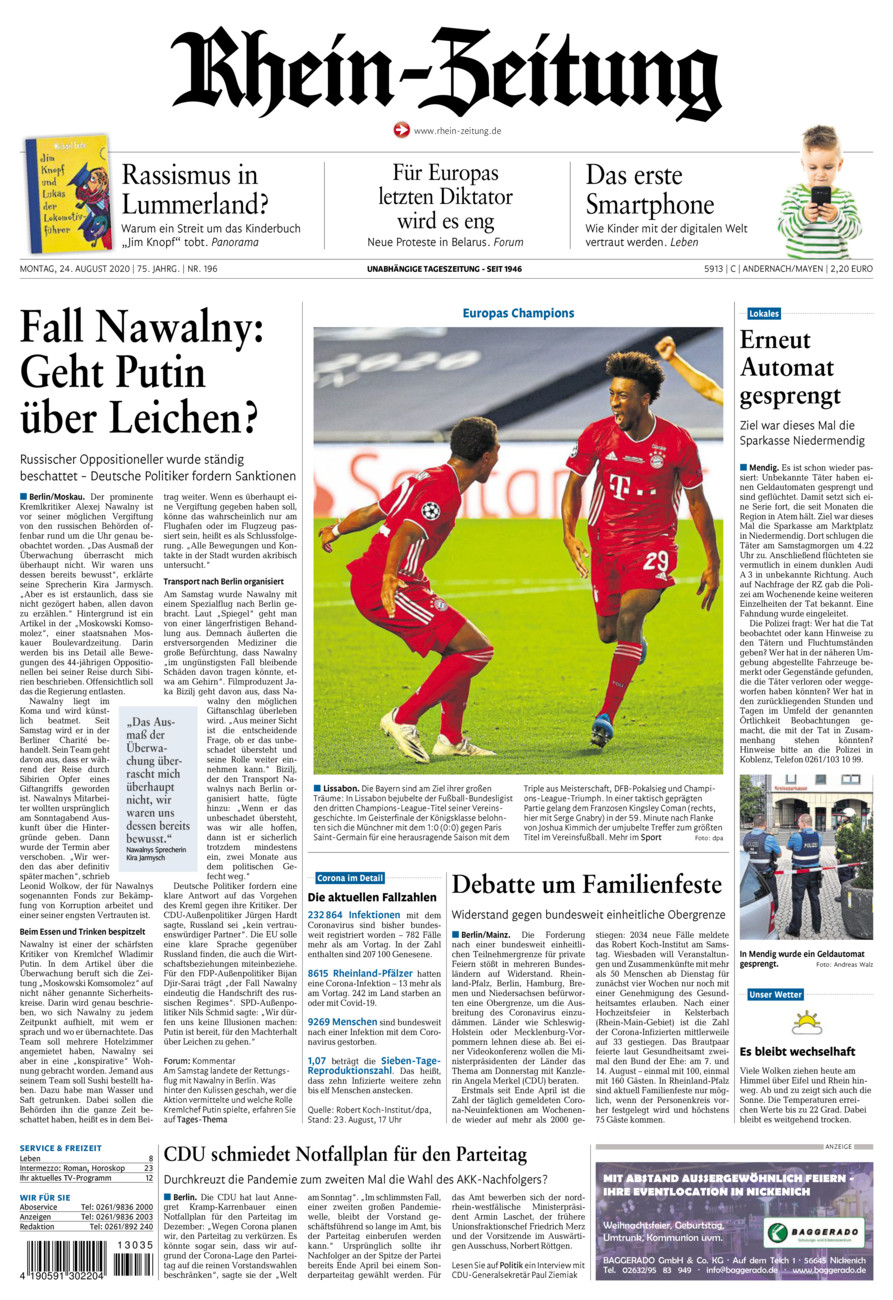 Rhein-Zeitung Andernach & Mayen vom Montag, 24.08.2020