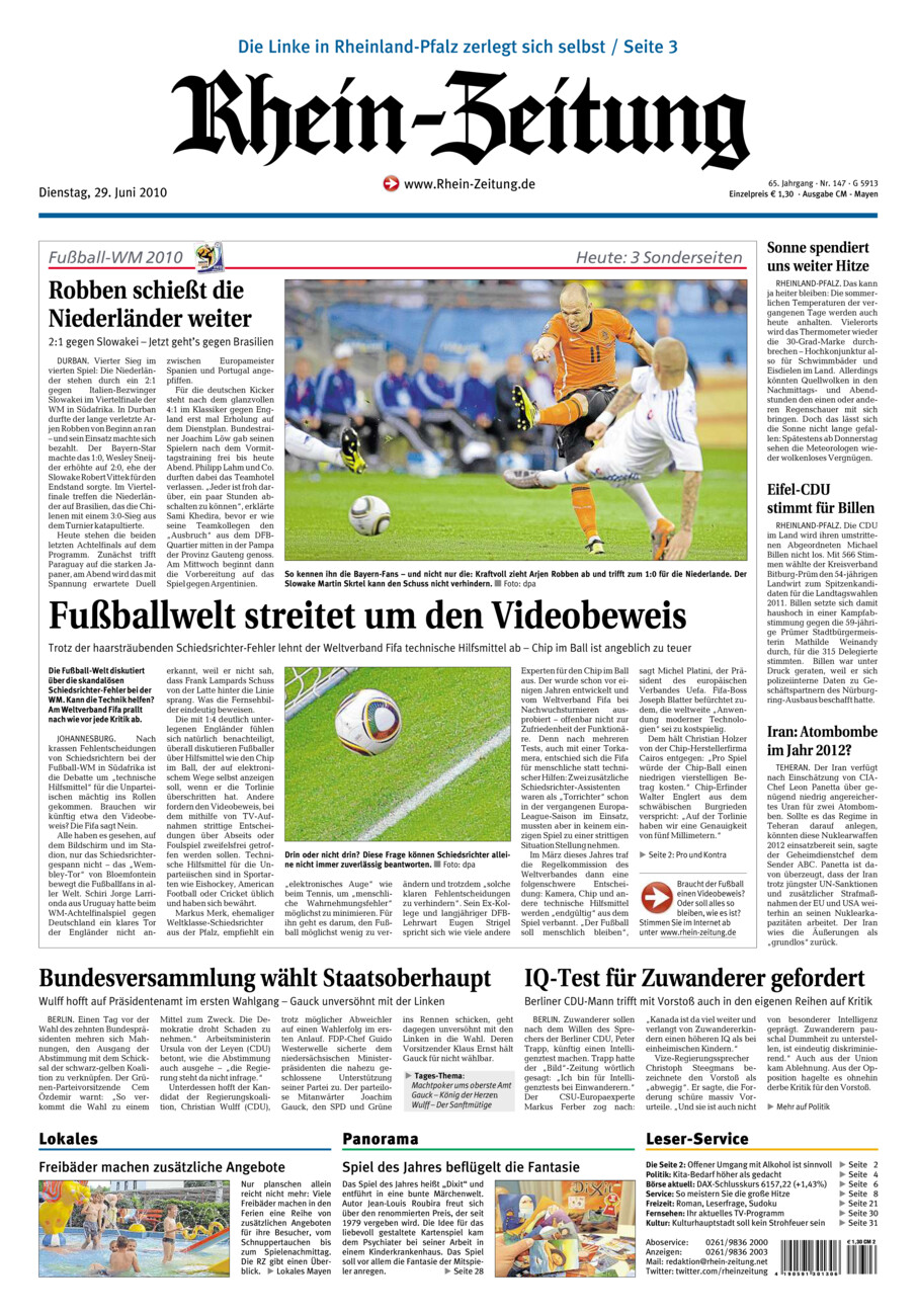 Rhein-Zeitung Andernach & Mayen vom Dienstag, 29.06.2010
