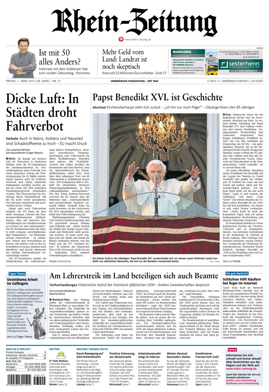 Rhein-Zeitung Andernach & Mayen vom Freitag, 01.03.2013