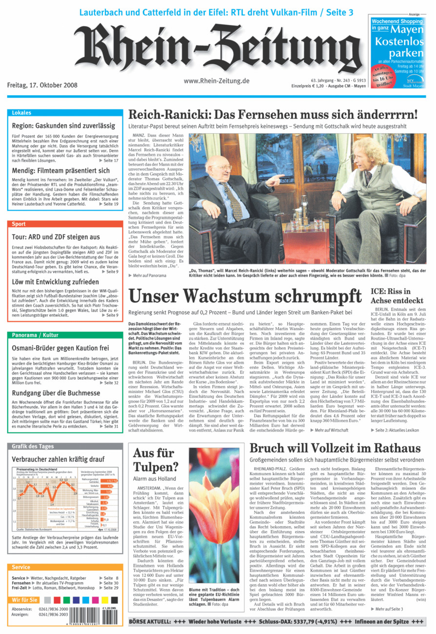 Rhein-Zeitung Andernach & Mayen vom Freitag, 17.10.2008