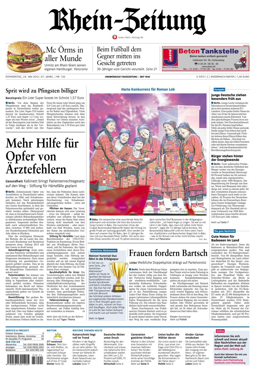Rhein-Zeitung Andernach & Mayen vom Donnerstag, 24.05.2012
