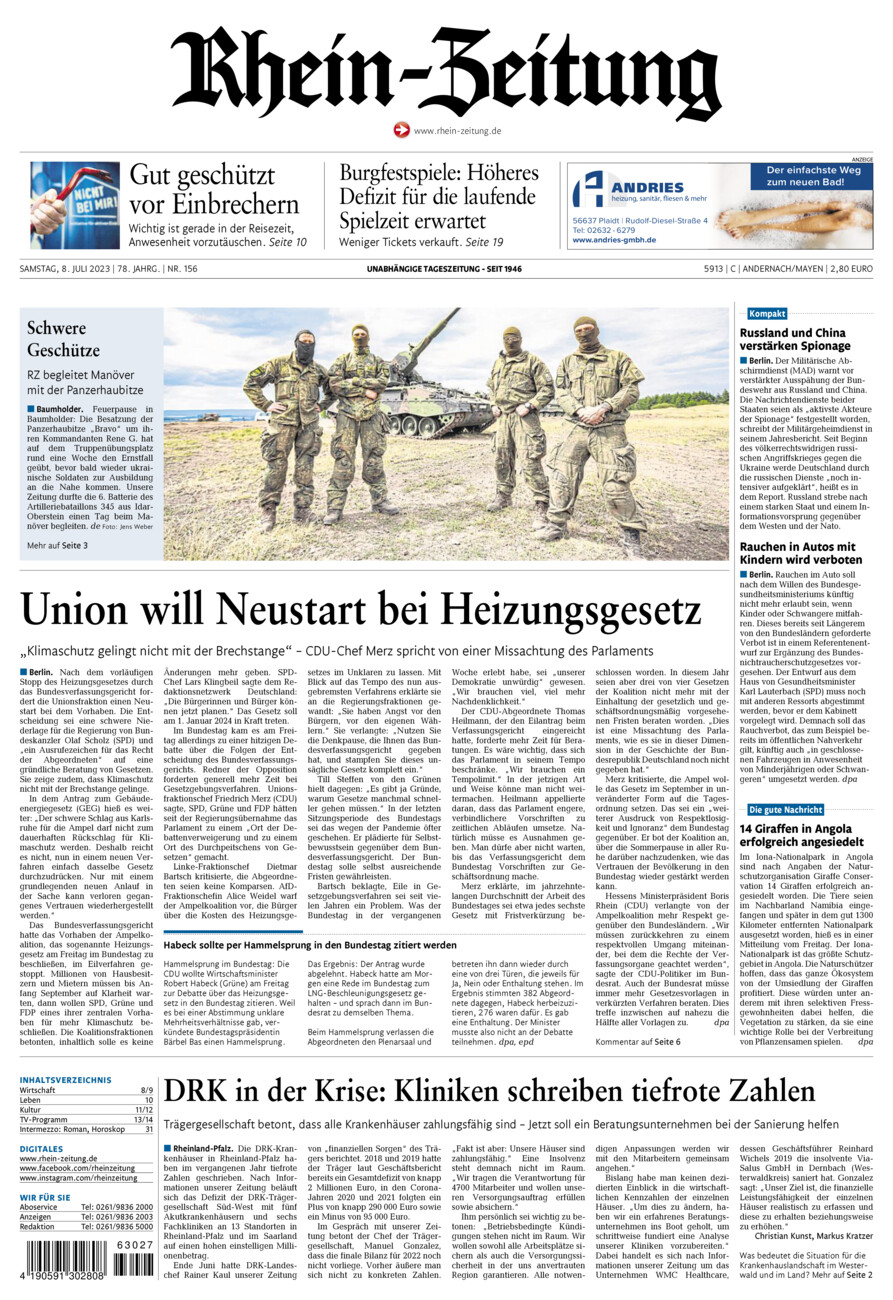 Rhein-Zeitung Andernach & Mayen vom Samstag, 08.07.2023