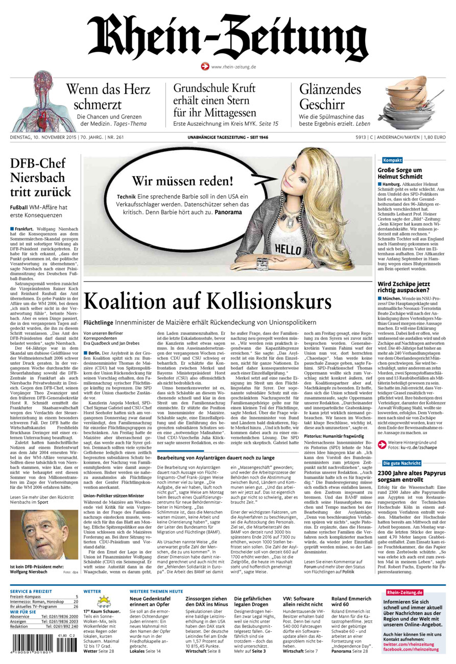 Rhein-Zeitung Andernach & Mayen vom Dienstag, 10.11.2015