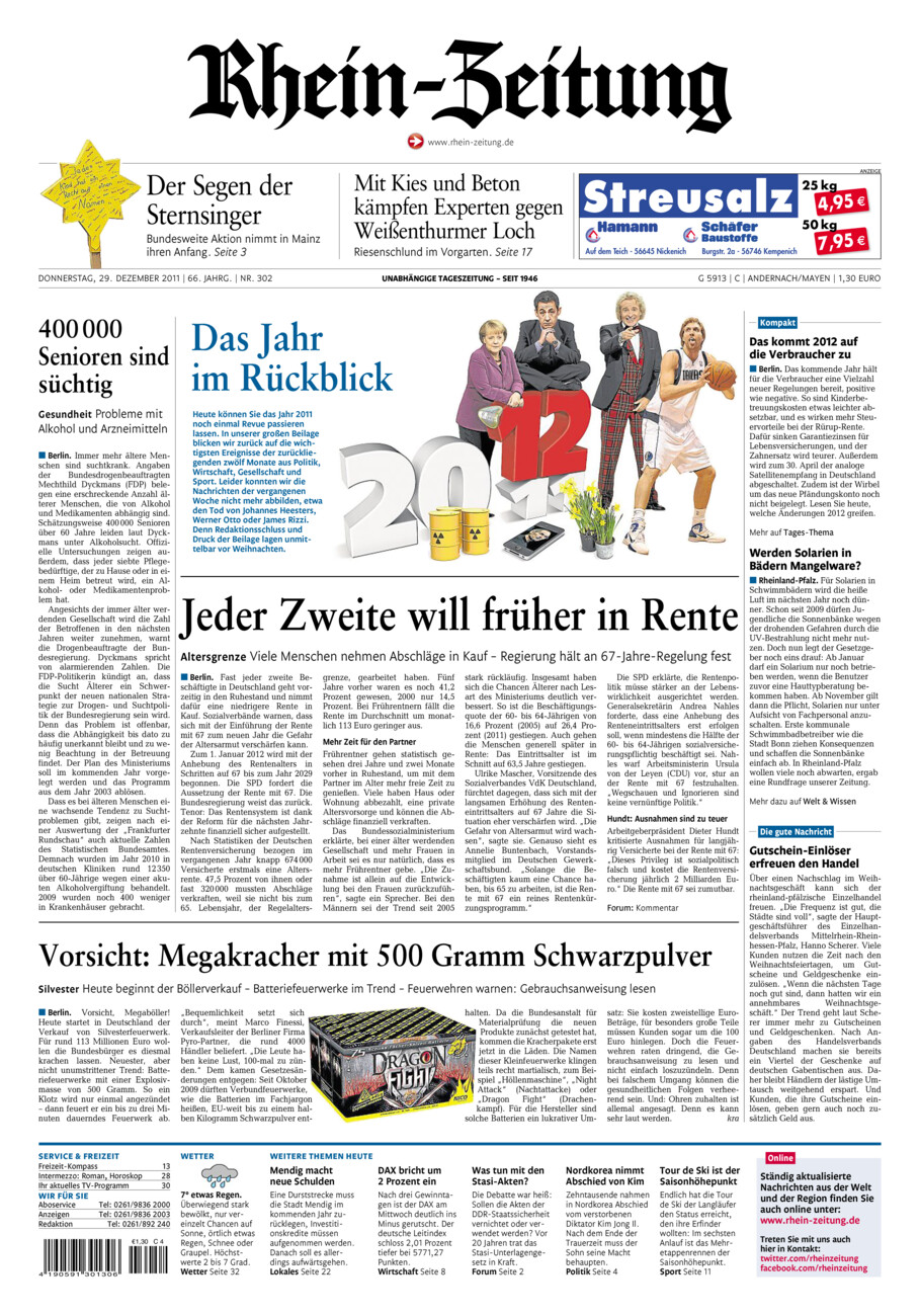 Rhein-Zeitung Andernach & Mayen vom Donnerstag, 29.12.2011