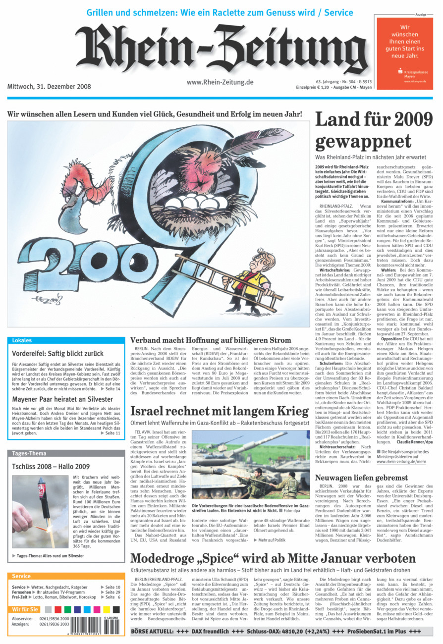 Rhein-Zeitung Andernach & Mayen vom Mittwoch, 31.12.2008