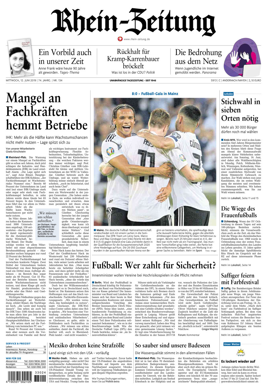 Rhein-Zeitung Andernach & Mayen vom Mittwoch, 12.06.2019
