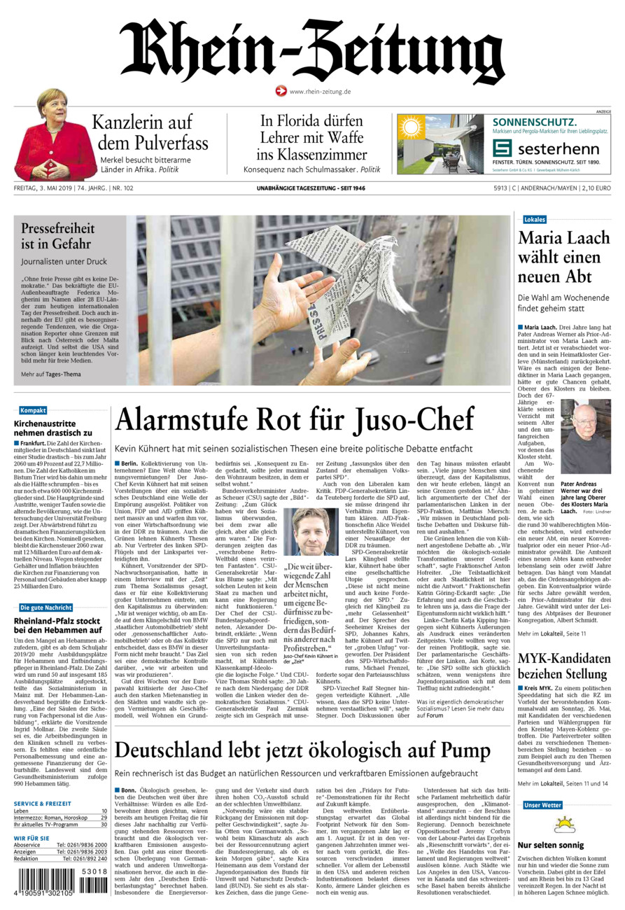 Rhein-Zeitung Andernach & Mayen vom Freitag, 03.05.2019