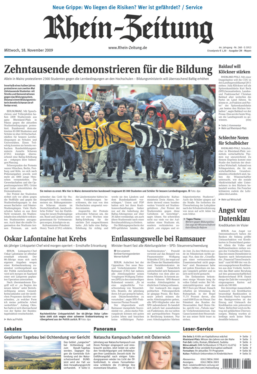 Rhein-Zeitung Andernach & Mayen vom Mittwoch, 18.11.2009