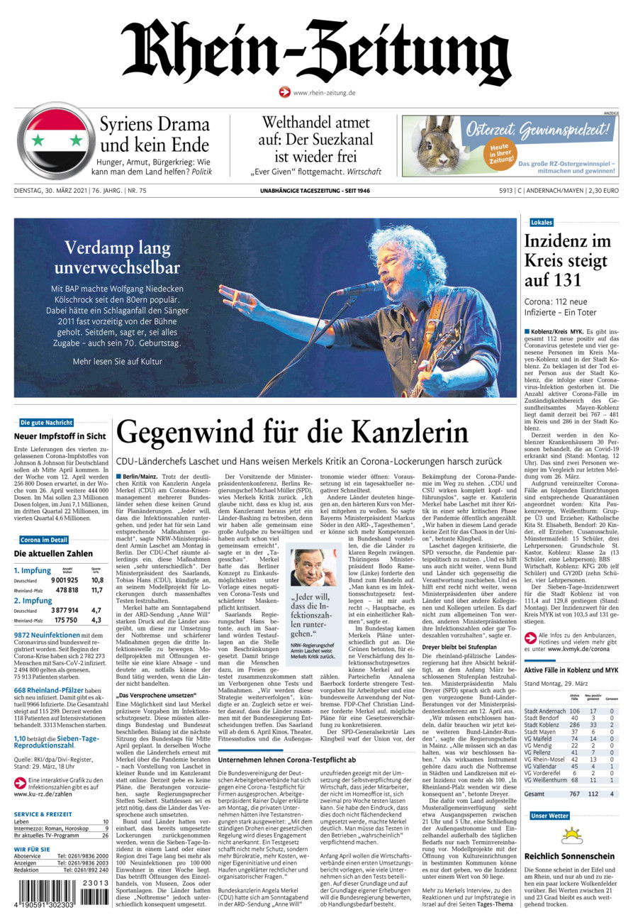Rhein-Zeitung Andernach & Mayen vom Dienstag, 30.03.2021