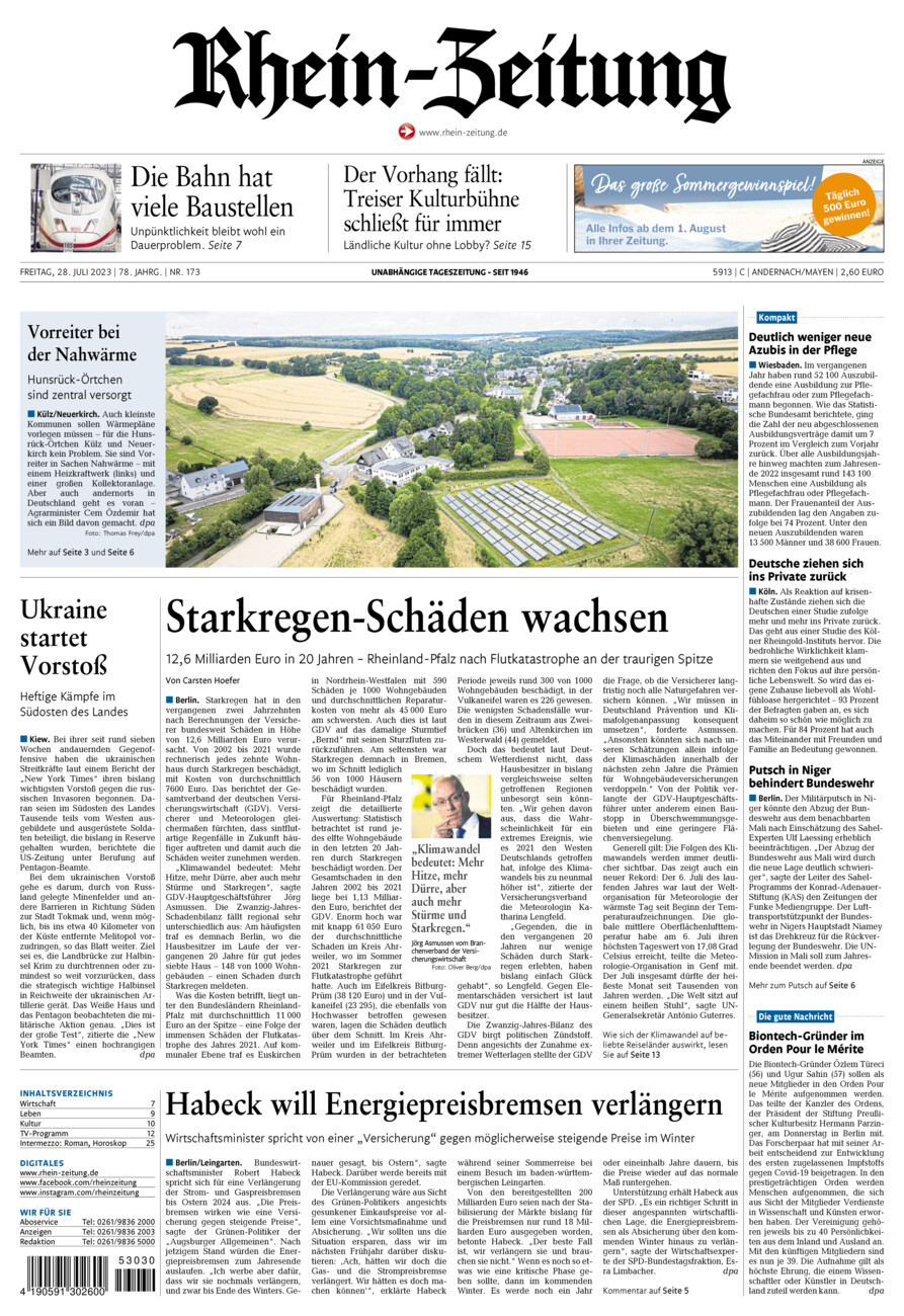Rhein-Zeitung Andernach & Mayen vom Freitag, 28.07.2023