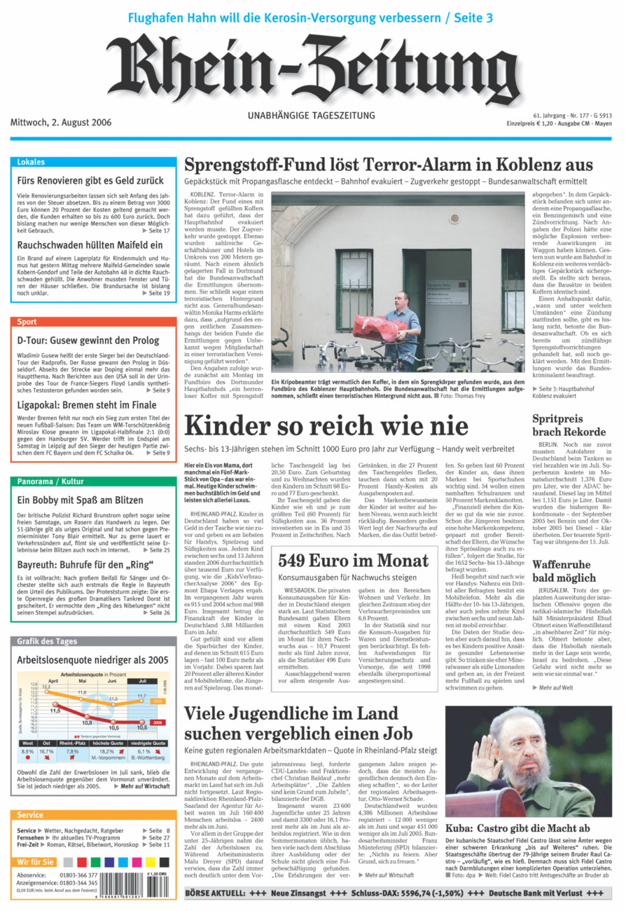 Rhein-Zeitung Andernach & Mayen vom Mittwoch, 02.08.2006