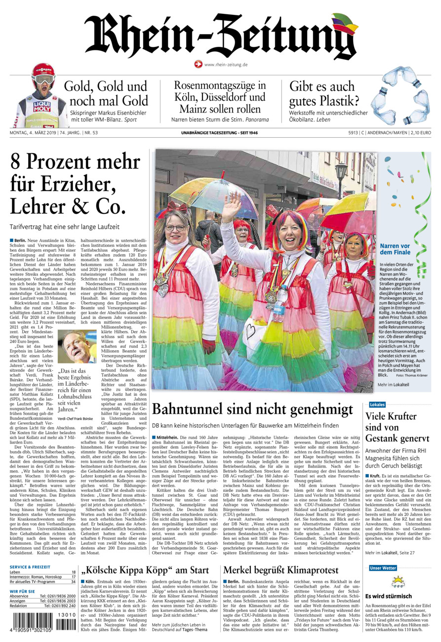 Rhein-Zeitung Andernach & Mayen vom Montag, 04.03.2019