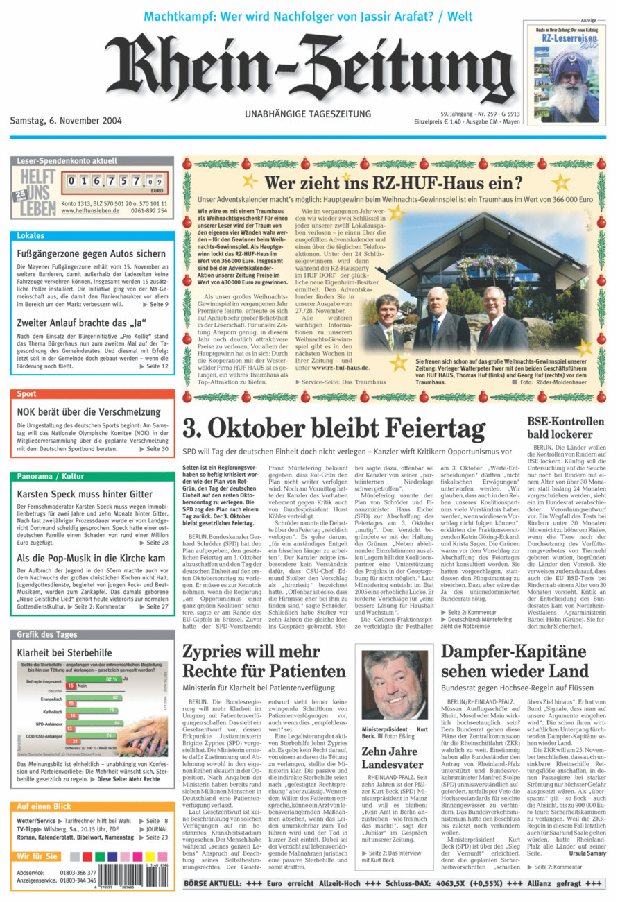 Rhein-Zeitung Andernach & Mayen vom Samstag, 06.11.2004
