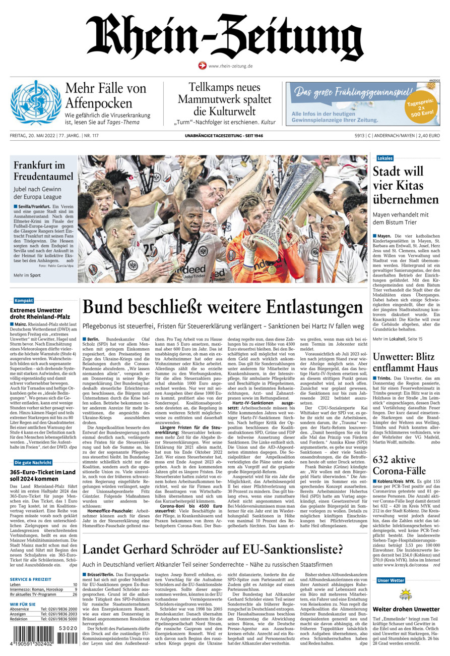 Rhein-Zeitung Andernach & Mayen vom Freitag, 20.05.2022