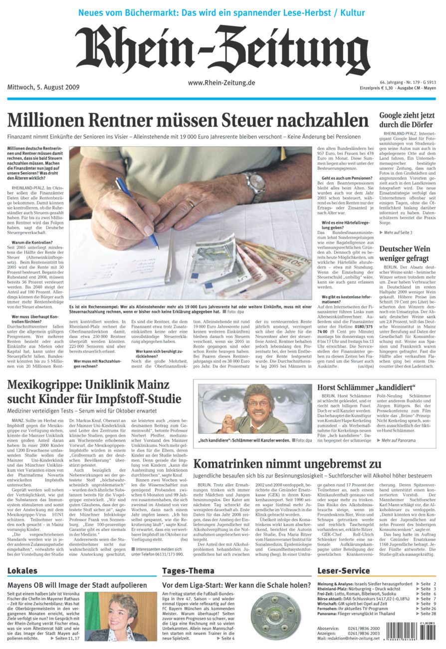 Rhein-Zeitung Andernach & Mayen vom Mittwoch, 05.08.2009