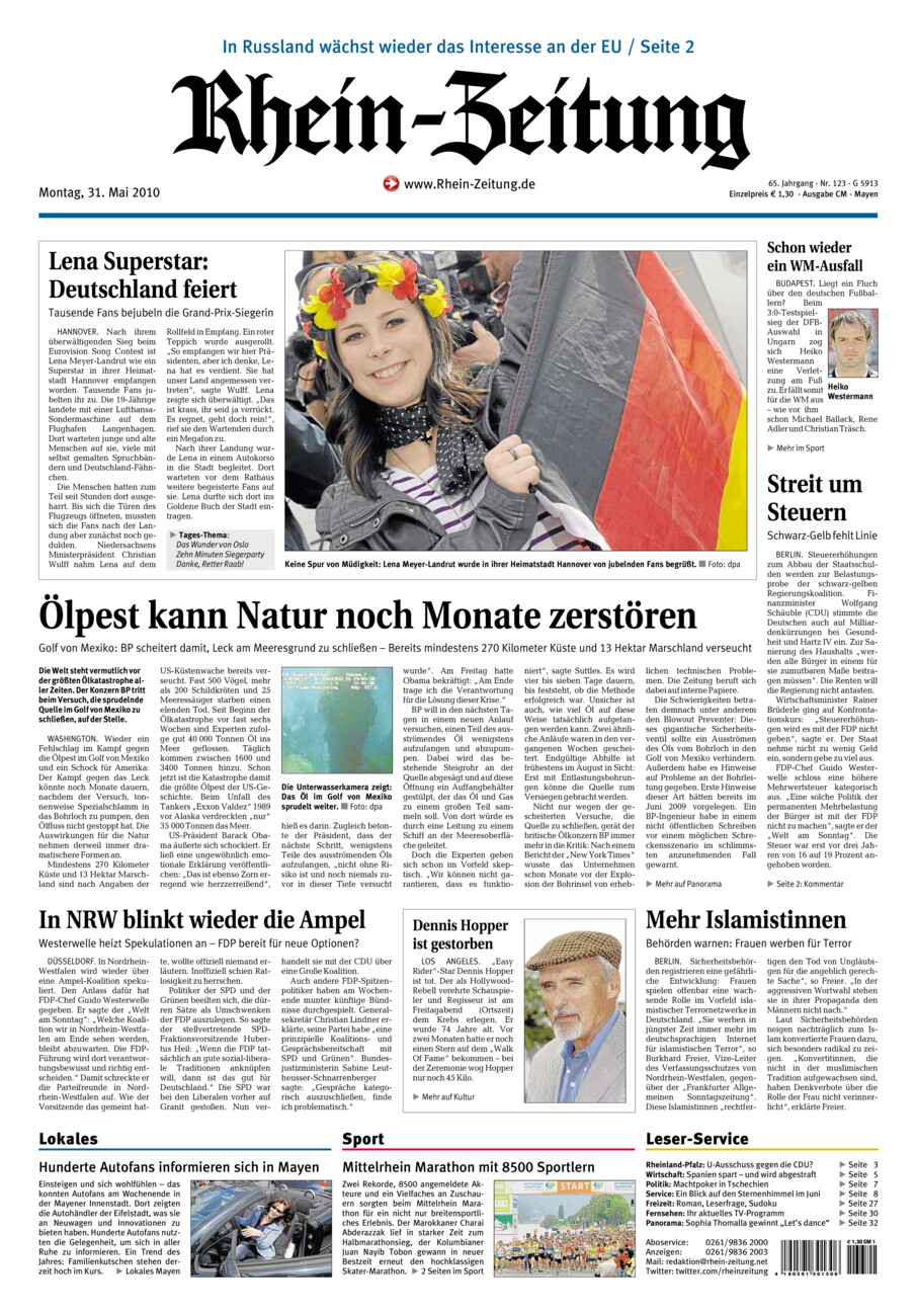 Rhein-Zeitung Andernach & Mayen vom Montag, 31.05.2010