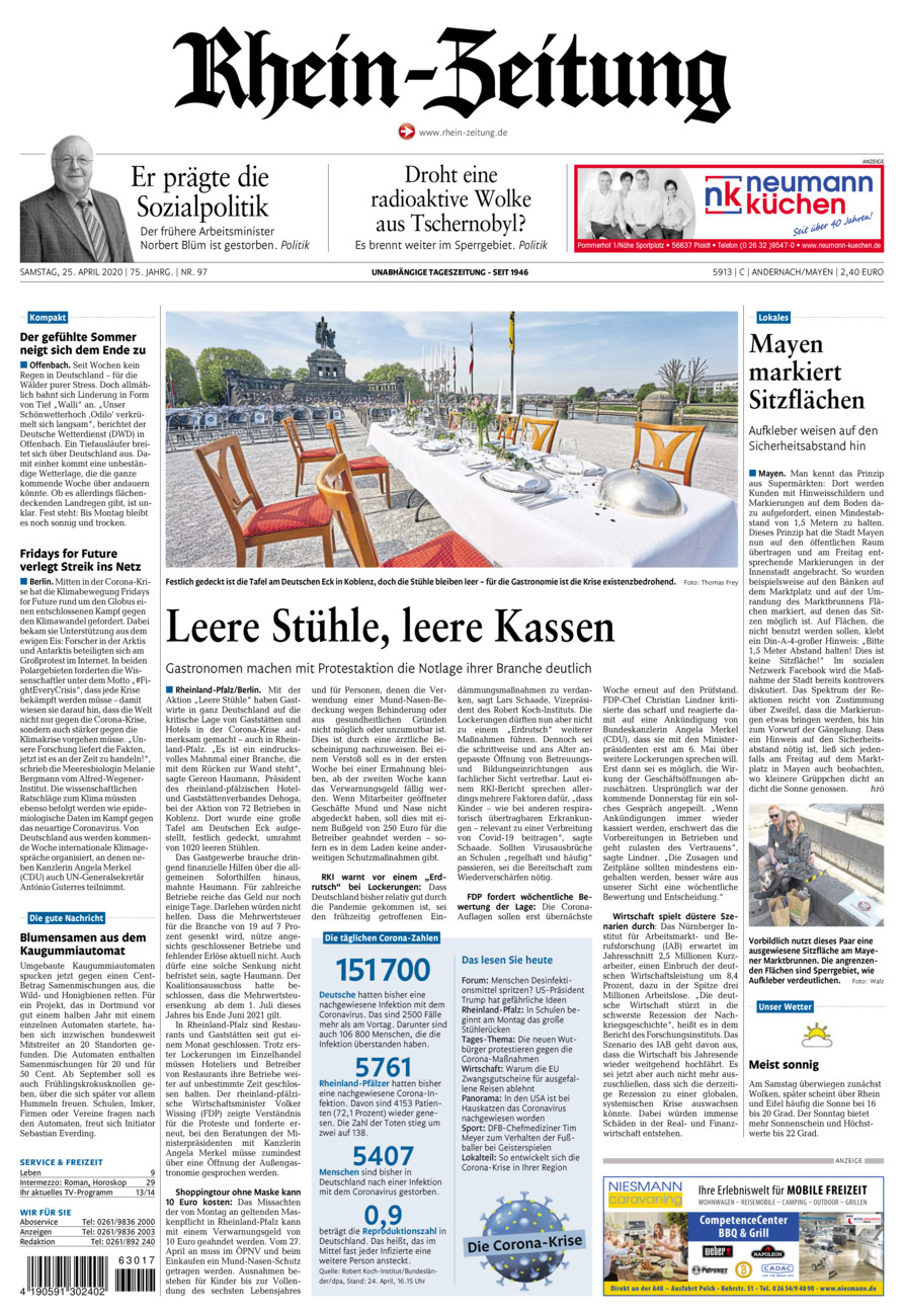 Rhein-Zeitung Andernach & Mayen vom Samstag, 25.04.2020