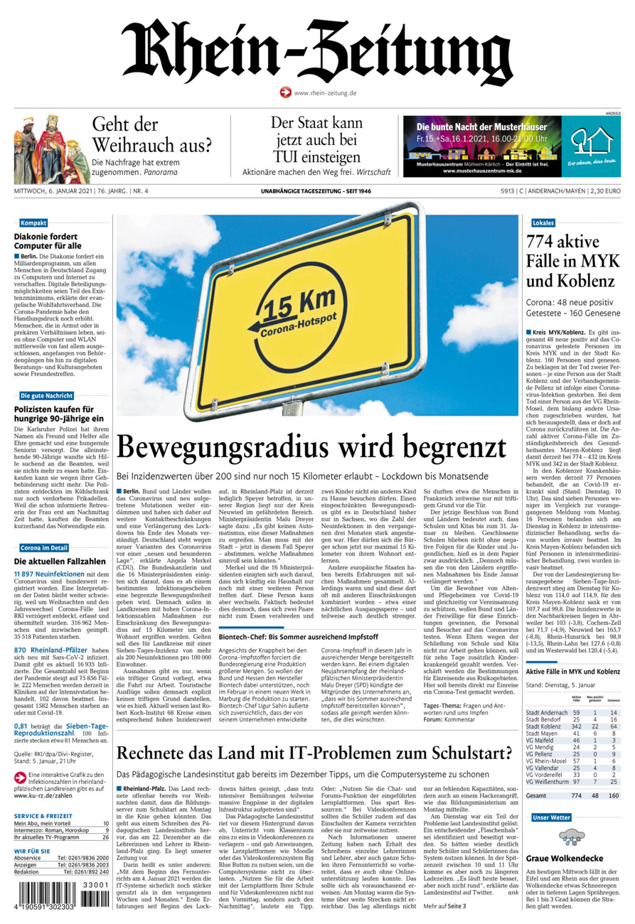 Rhein-Zeitung Andernach & Mayen vom Mittwoch, 06.01.2021