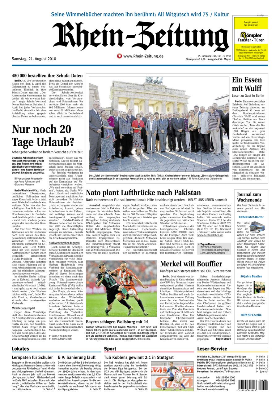 Rhein-Zeitung Andernach & Mayen vom Samstag, 21.08.2010