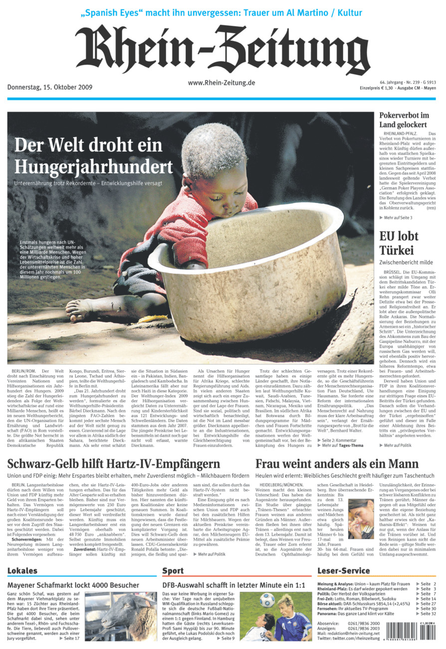Rhein-Zeitung Andernach & Mayen vom Donnerstag, 15.10.2009