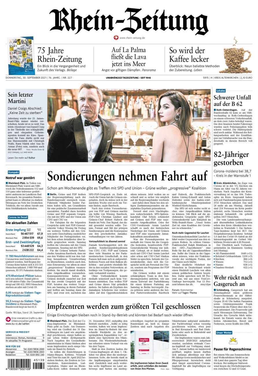 Rhein-Zeitung Kreis Altenkirchen vom Donnerstag, 30.09.2021