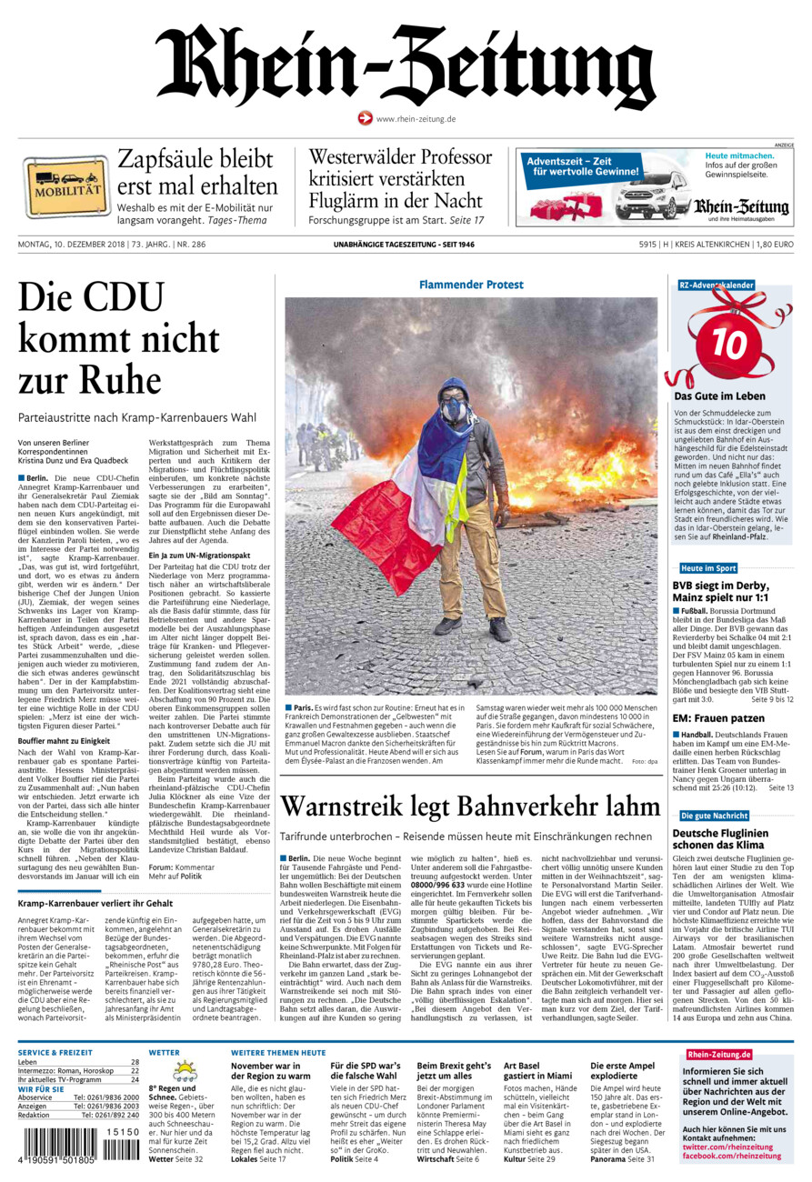 Rhein-Zeitung Kreis Altenkirchen vom Montag, 10.12.2018
