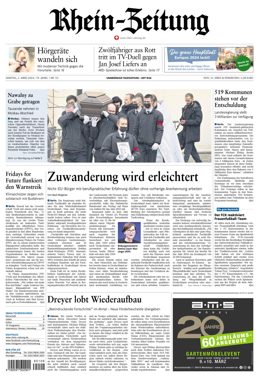 Rhein-Zeitung Kreis Altenkirchen vom Samstag, 02.03.2024