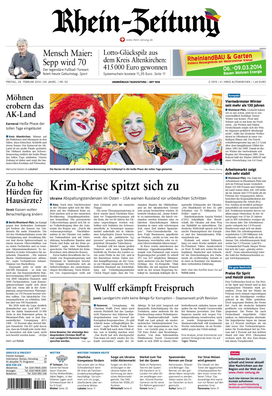Rhein-Zeitung Kreis Altenkirchen vom Freitag, 28.02.2014