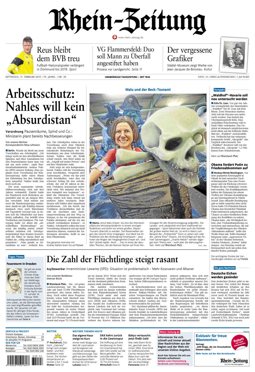 Rhein-Zeitung Kreis Altenkirchen vom Mittwoch, 11.02.2015
