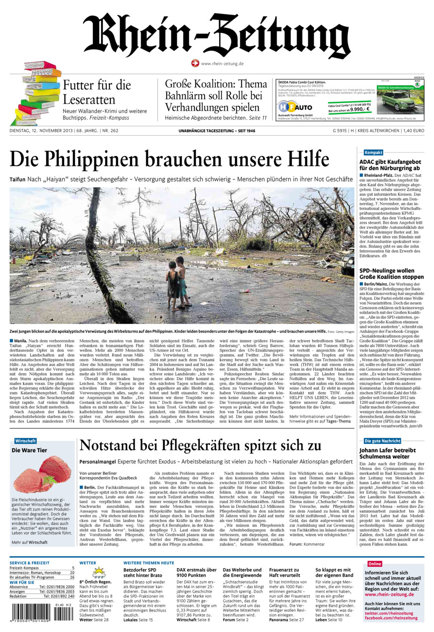 Rhein-Zeitung Kreis Altenkirchen vom Dienstag, 12.11.2013