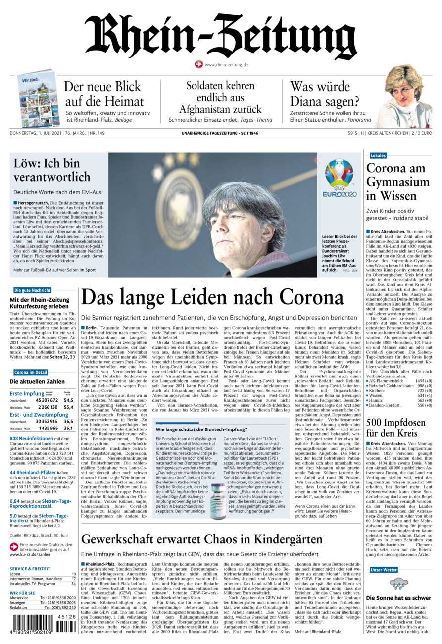 Rhein-Zeitung Kreis Altenkirchen vom Donnerstag, 01.07.2021