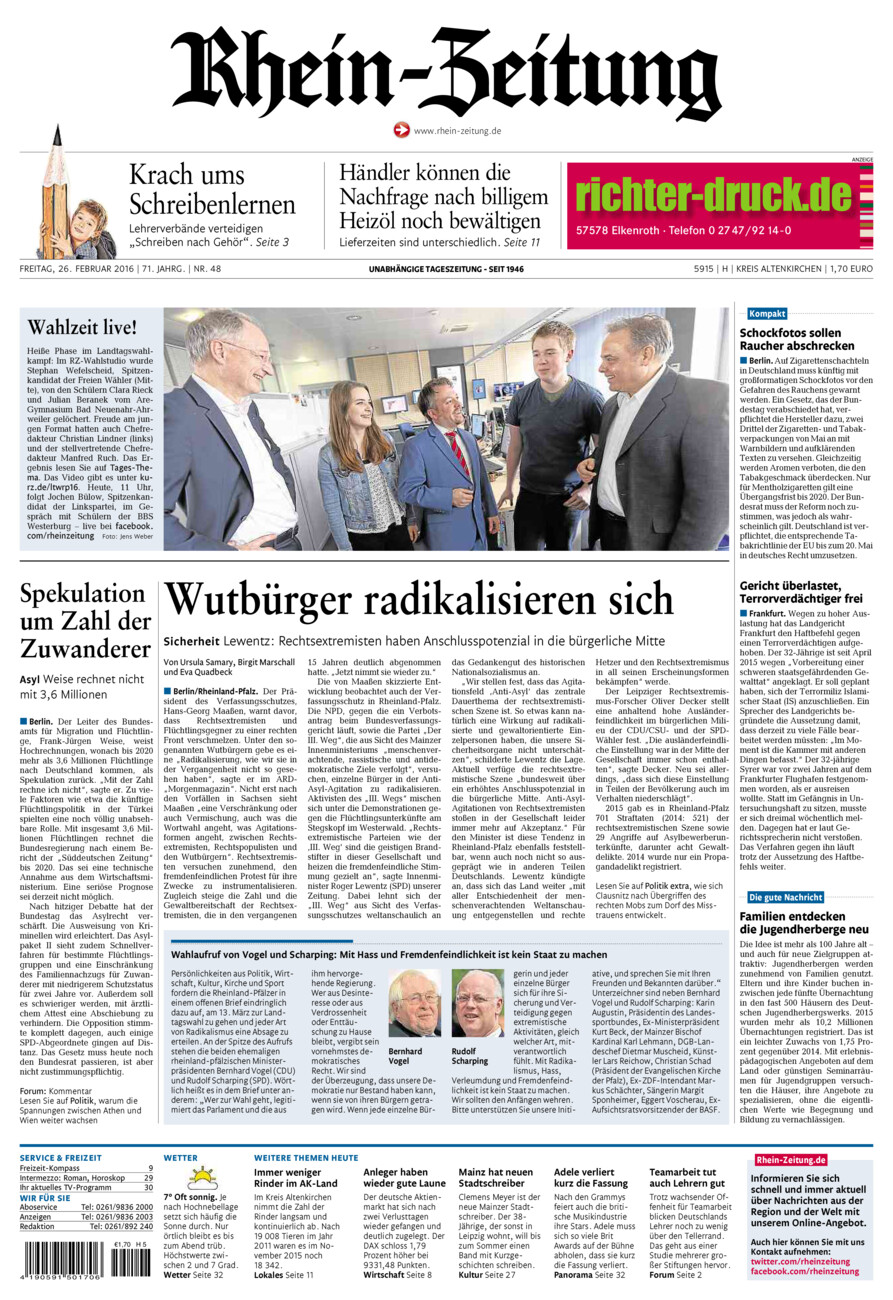 Rhein-Zeitung Kreis Altenkirchen vom Freitag, 26.02.2016
