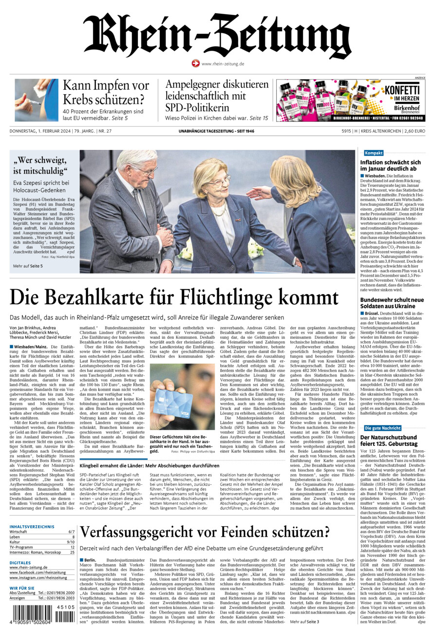 Rhein-Zeitung Kreis Altenkirchen vom Donnerstag, 01.02.2024
