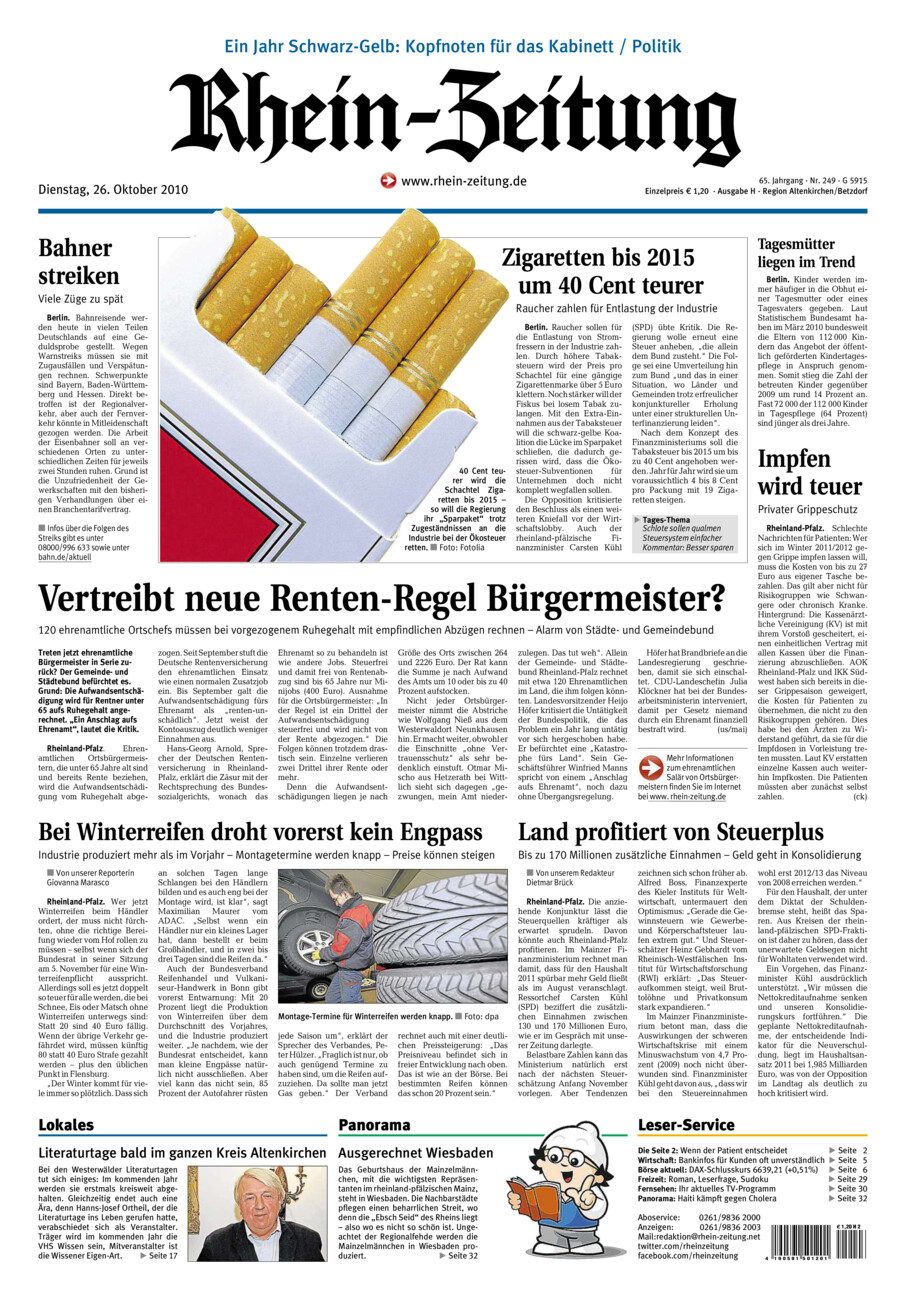Rhein-Zeitung Kreis Altenkirchen vom Dienstag, 26.10.2010