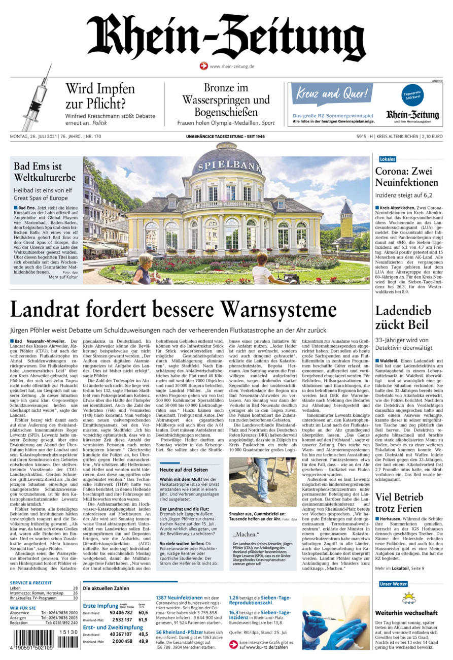 Rhein-Zeitung Kreis Altenkirchen vom Montag, 26.07.2021