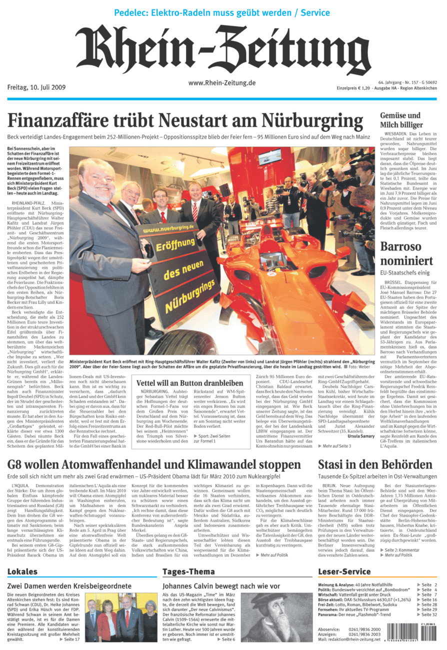 Rhein-Zeitung Kreis Altenkirchen vom Freitag, 10.07.2009