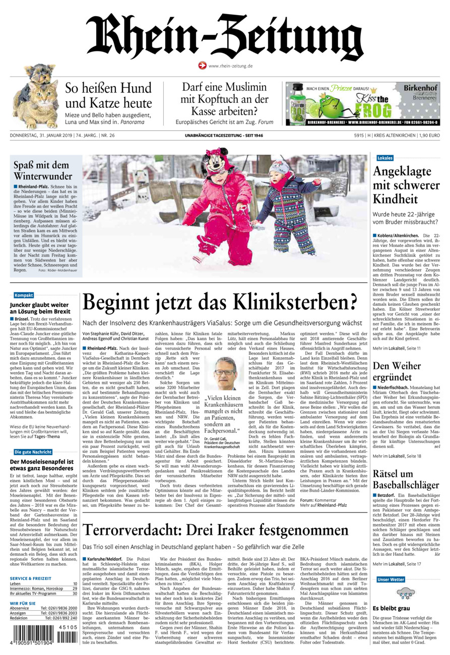 Rhein-Zeitung Kreis Altenkirchen vom Donnerstag, 31.01.2019