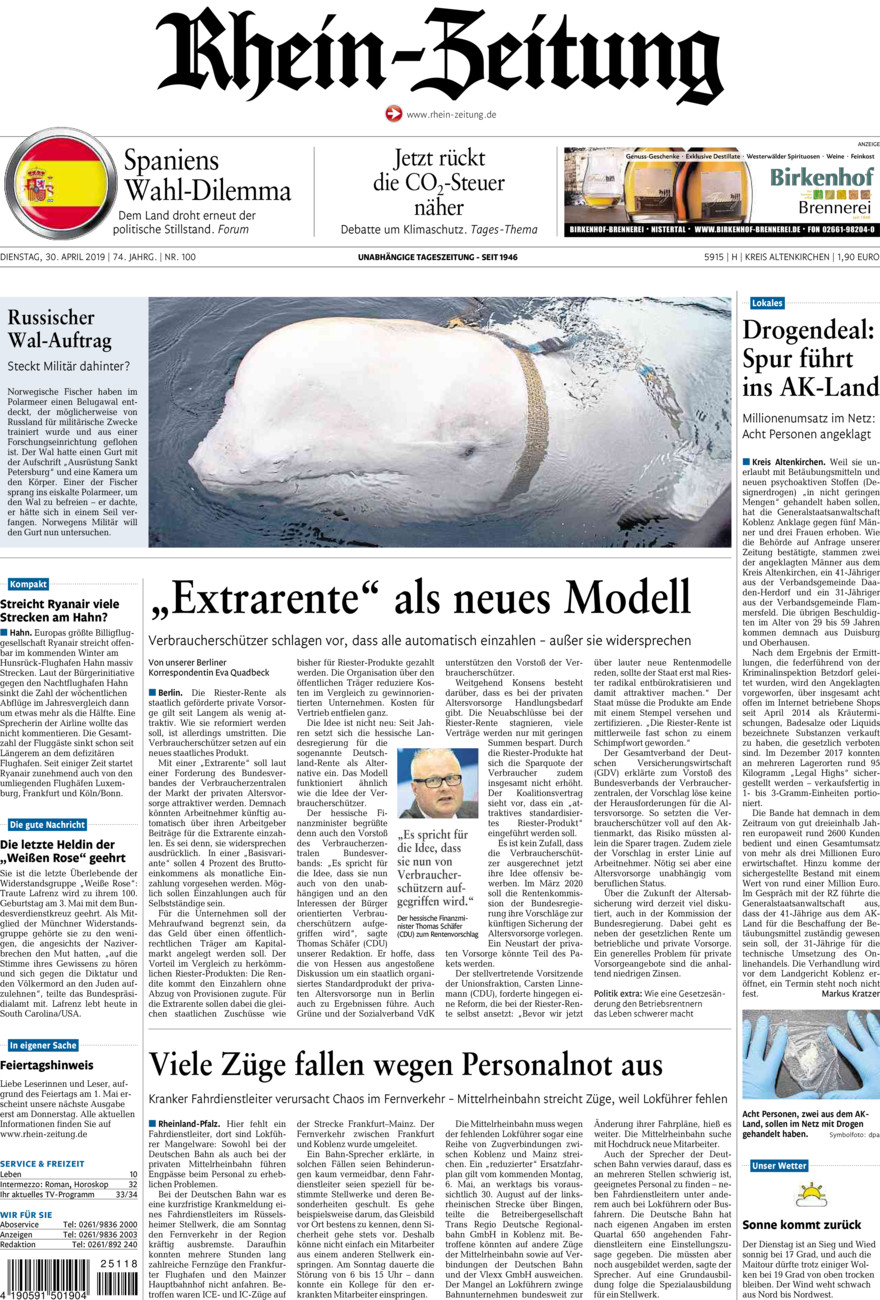 Rhein-Zeitung Kreis Altenkirchen vom Dienstag, 30.04.2019