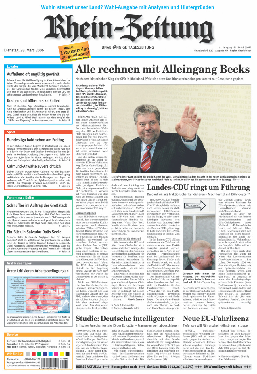 Rhein-Zeitung Kreis Altenkirchen vom Dienstag, 28.03.2006