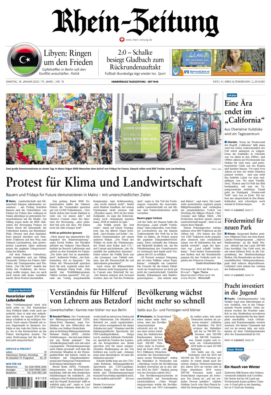 Rhein-Zeitung Kreis Altenkirchen vom Samstag, 18.01.2020