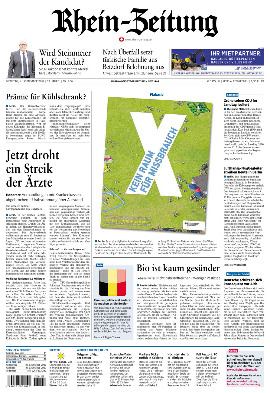 Rhein-Zeitung Kreis Altenkirchen vom Dienstag, 04.09.2012