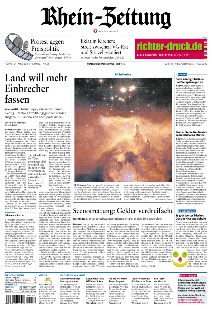 Rhein-Zeitung Kreis Altenkirchen vom Freitag, 24.04.2015