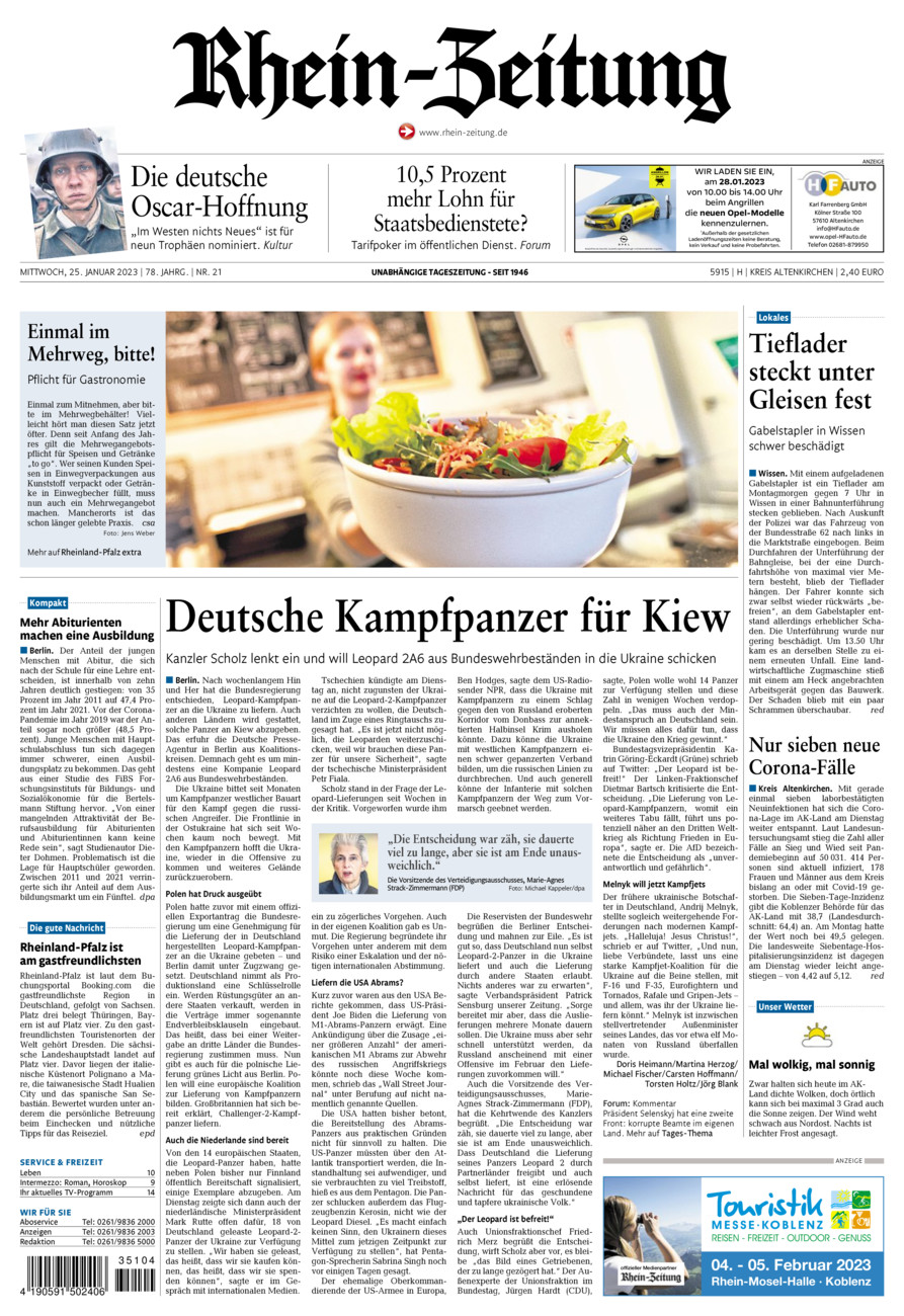 Rhein-Zeitung Kreis Altenkirchen vom Mittwoch, 25.01.2023
