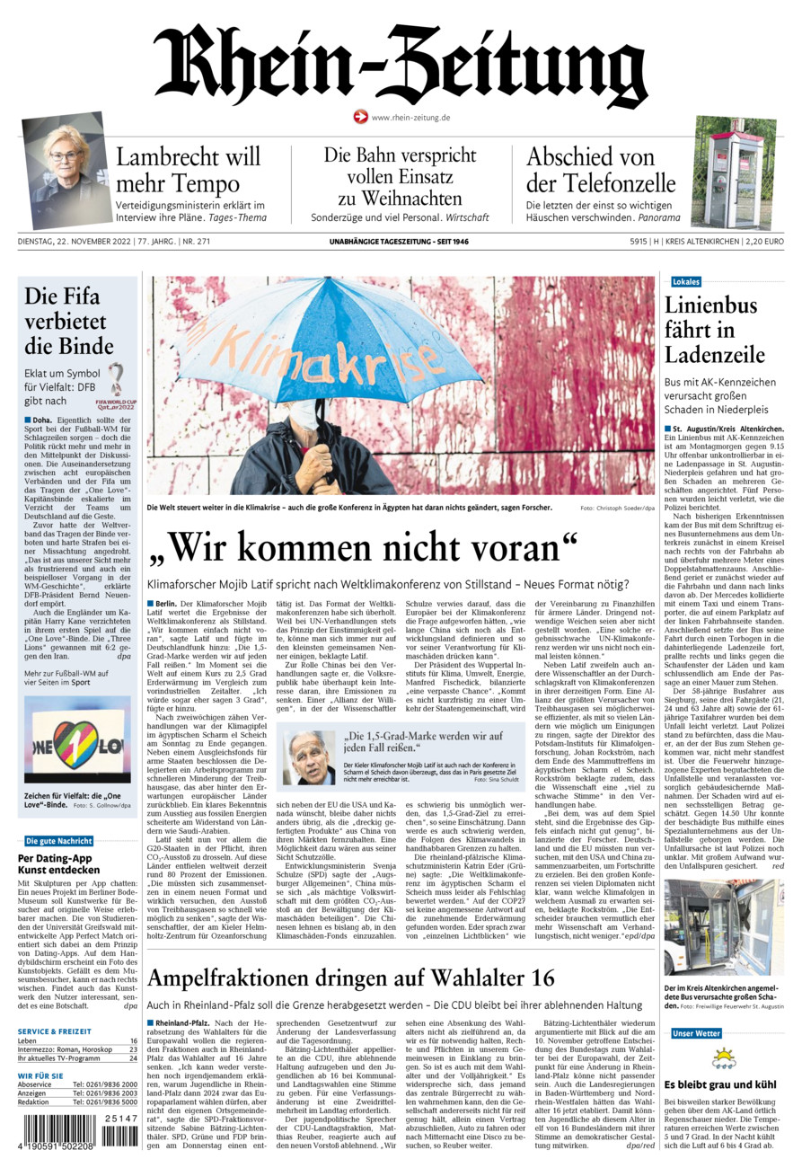 Rhein-Zeitung Kreis Altenkirchen vom Dienstag, 22.11.2022