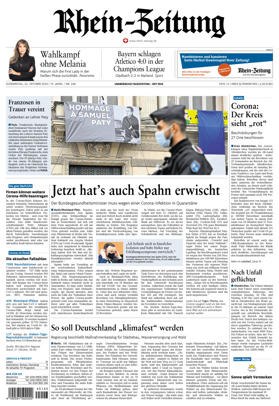 Rhein-Zeitung Kreis Altenkirchen vom Donnerstag, 22.10.2020