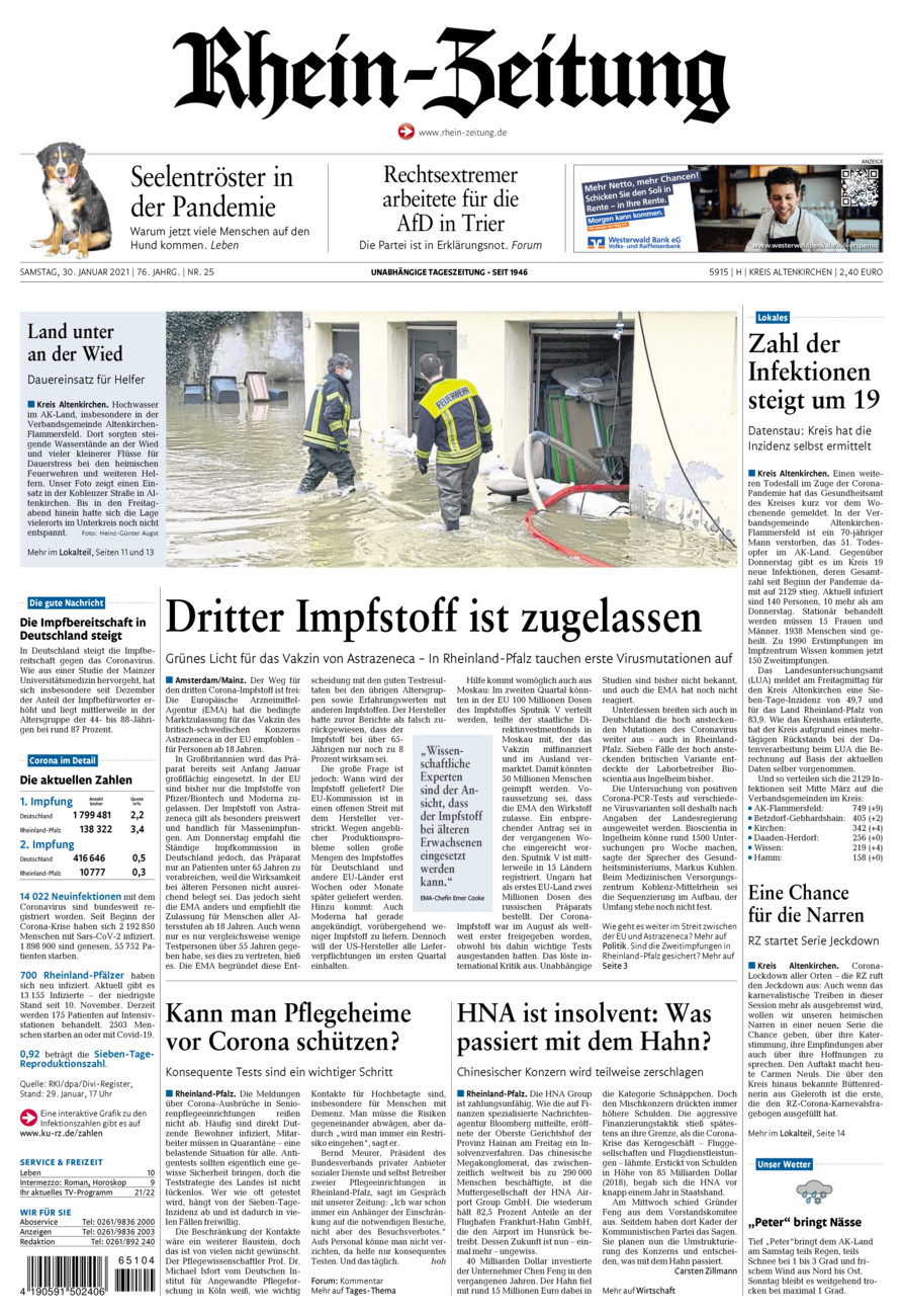 Rhein-Zeitung Kreis Altenkirchen vom Samstag, 30.01.2021