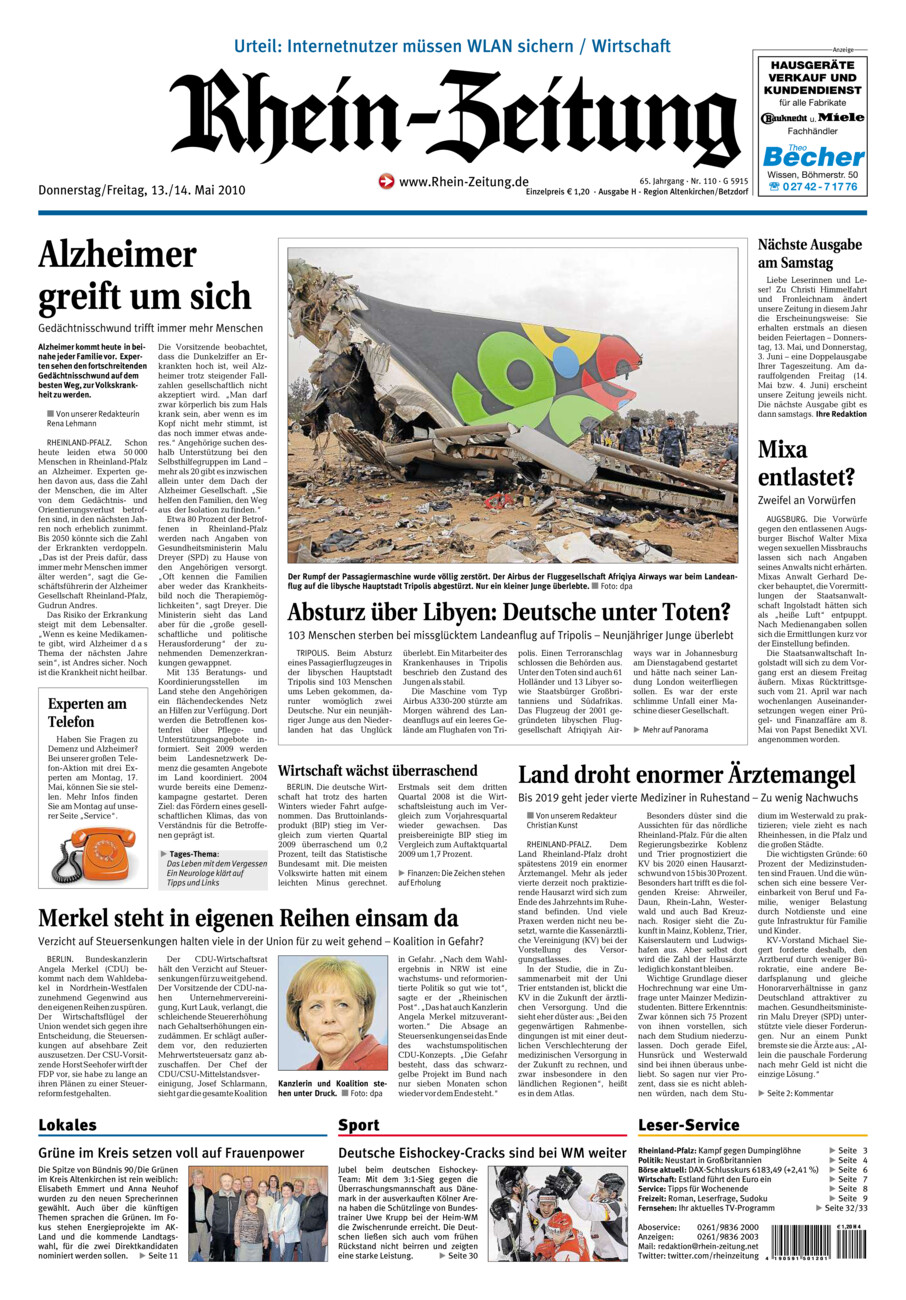 Rhein-Zeitung Kreis Altenkirchen vom Donnerstag, 13.05.2010