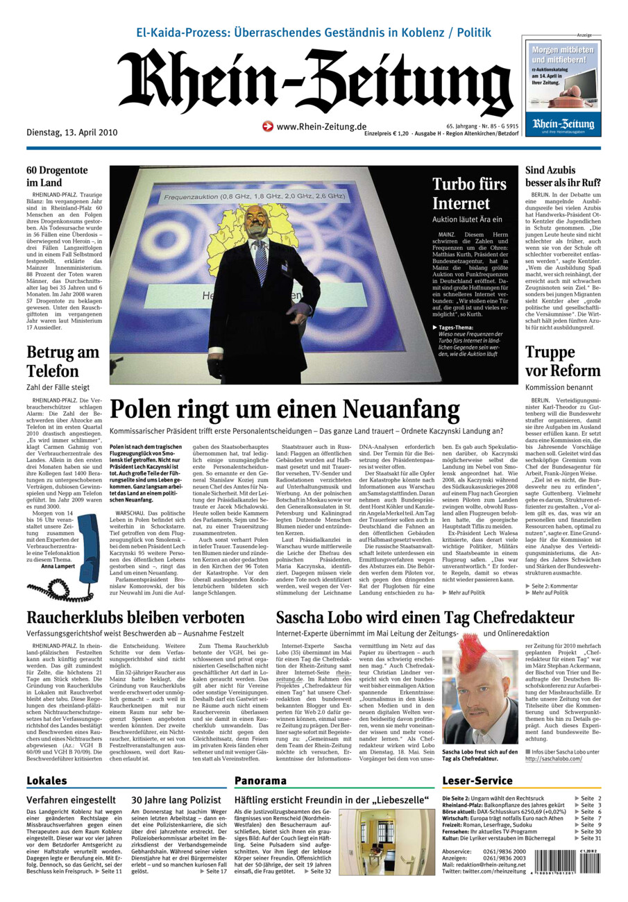 Rhein-Zeitung Kreis Altenkirchen vom Dienstag, 13.04.2010